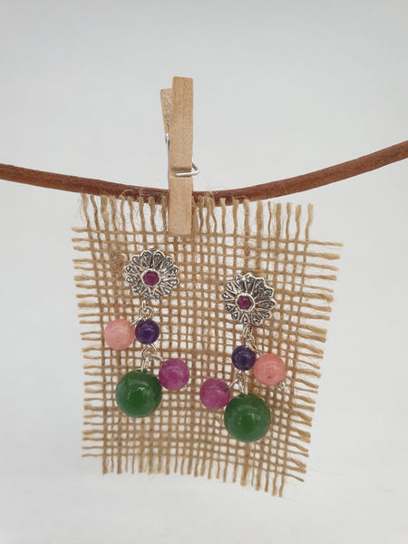 Pendientes Fernadinos con bolas naturales