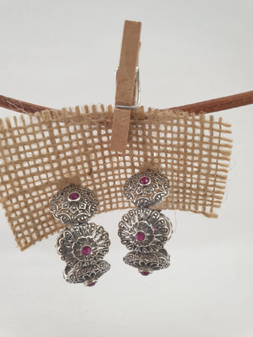 Pendientes Fernandinos aros de 6 roset. con piedras preciosas