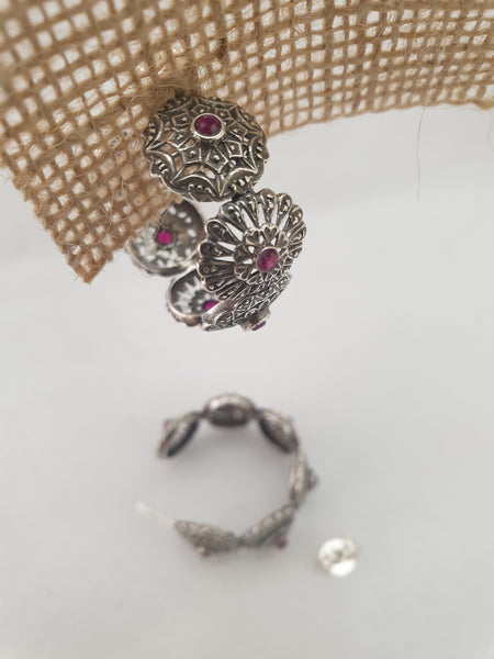 Pendientes Fernandinos aros de 6 roset. con piedras preciosas