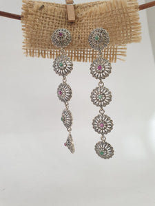 Pendientes Fernandinos de 5 rosetas y piedras preciosas