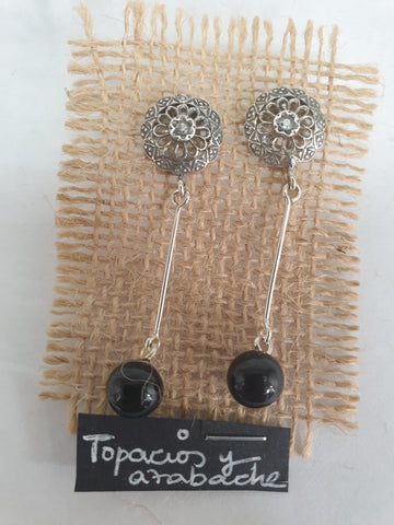 Pendientes fernadinos barra lisa y bola de azabache