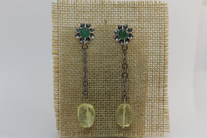 Pendientes Arquillo número 3 con Onix verde y Citrinos naturales