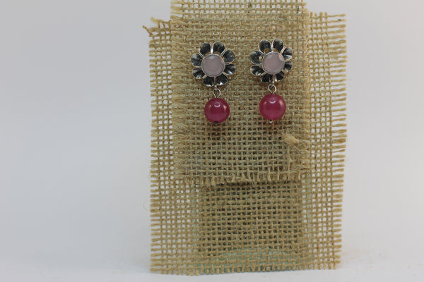 Pendientes Arquillo número 3 con Cuarzo Rosa y Jade Rosa naturales
