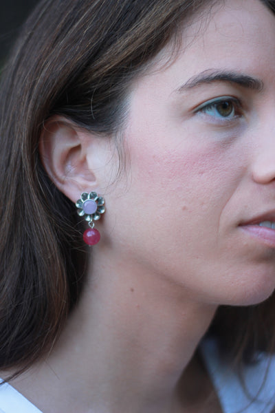 Pendientes Arquillo número 3 con Jade Rosa y Ágatas naturales