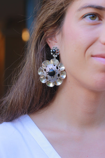 Pendientes Arquillo Doble Grande con Azabache Natural