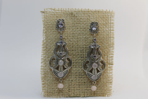 Pendientes Fernandinos Cigarrones con Amatista y Cuarzo Rosa natural.